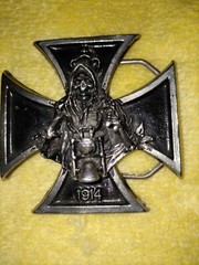 Black Iron Cross Skull Biker Belt Buckle