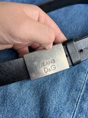 Vintage 90s Dolce & Gabbana Black Leather Belt Chunky Steel Buckle D&G JEANS Y2K