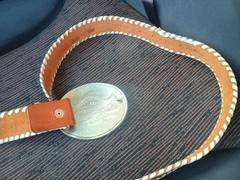 vintage genuine leather belt Bull Riding Wild mountains buckle silver Germani
