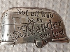 Not All Who Wonder Are Lost Metal Belt Buckle Camping Travel Camper Trailer