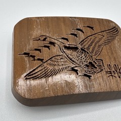 Vintage 1977 Lasercraft Laser Engraved V Formation Geese Duck Theme Belt Buckle