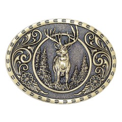 Animal Deer Belt Buckle Western Cowboy Native American Motorcyclist (DER-07-G)
