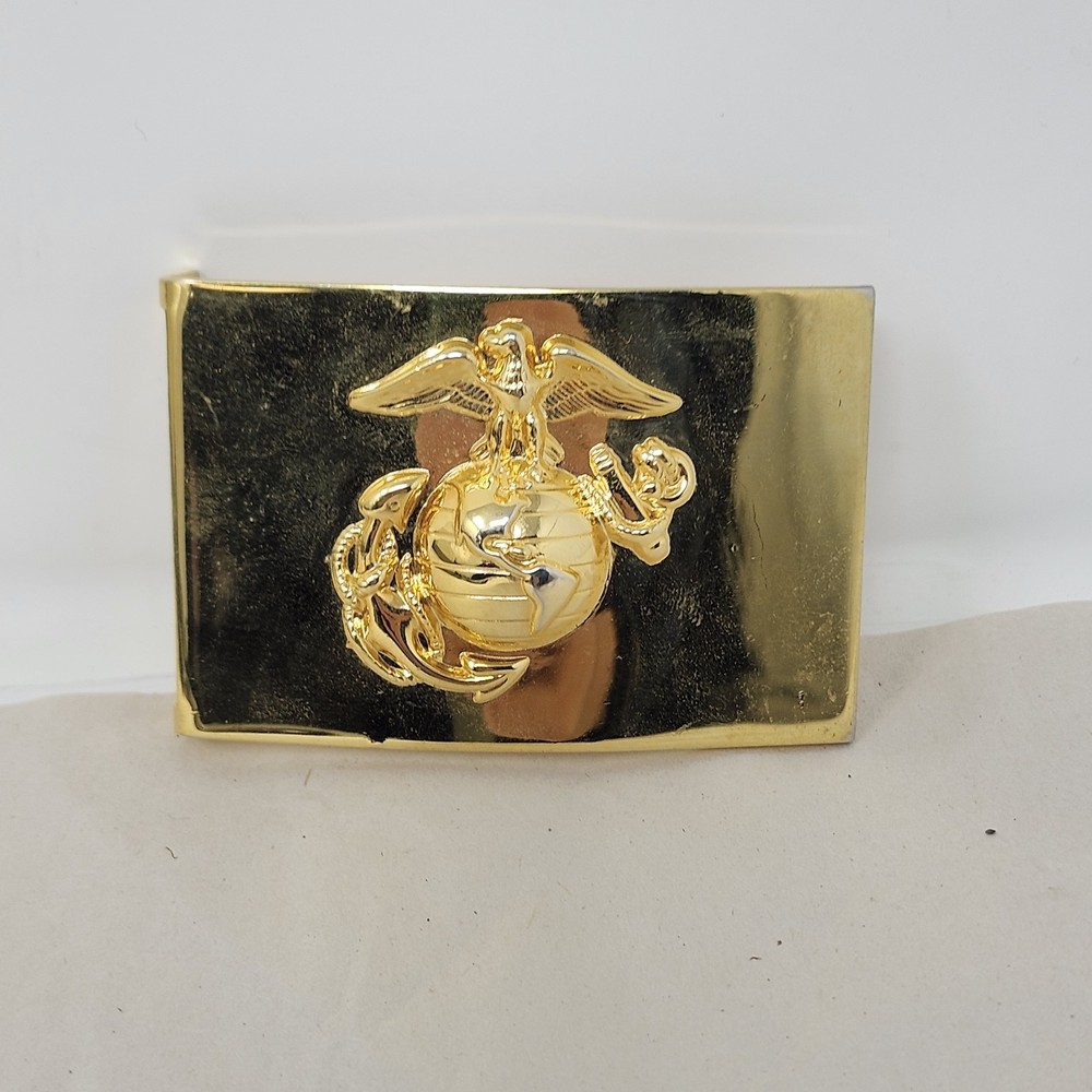USMC Marines Brass Belt Buckle Anchor and Globe Ira Green Company G23 3&Prime;