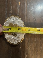 VTG Western Belt Buckle Crumrine Oval Silver & Gold, Horse & Foal Design Bronze