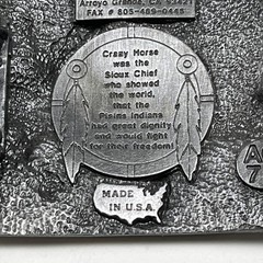 1991 Native American Crazy Horse Sioux Indian Chief Pewter Buckle Arroyo Grande