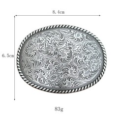 Silvery Western Cowboy Belt Buckle Antique Floral Engrave Copper Belt Buckle NEW