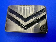 Two Stacked Chevron Shapes? Black Enamel Stripes G Letter Belt Buckle