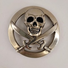 Silver Star Skull and Swords Pirate Belt Buckle Made in USA