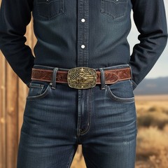 Metal Fashion Western Belt Buckle For Belt Strap 1-1/2&Prime; Cowboy Buckle
