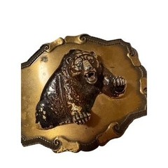 Roaring Grizzly Bear Belt Buckle Gold Tone Bronze 3D Wildlife Western