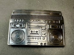 Rebel Revolutions Retro Black Color Ghetto Blaster / Boom Box Belt Buckle