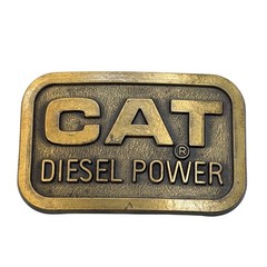 Vintage 1981 Caterpillar CAT Diesel Power Brass Belt Buckle Sales Guides Inc