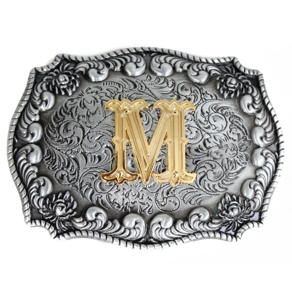 Men&rsquo;s Belt Buckles, English Letter in 3D, Western Style, CowboyAlphabe…