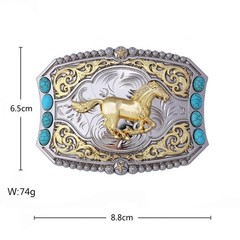 Cowboy Style Belt Buckle for Men Western Buckles with Horse and Turquoise Vin…