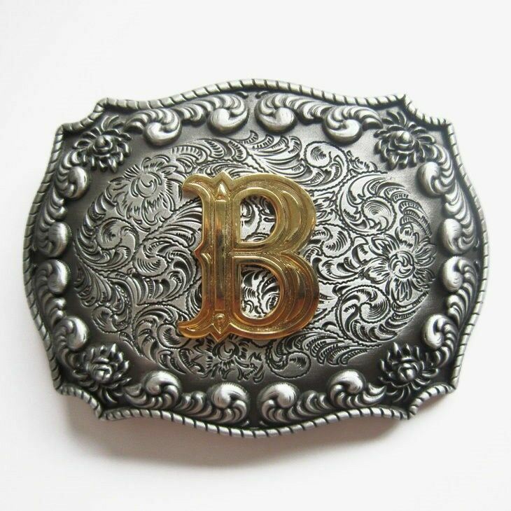 Initial Letter « B » Cowboy Rodeo Western Metal Belt Buckle