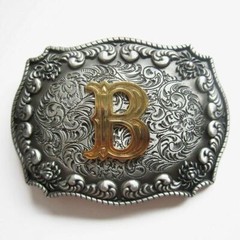 Initial Letter « B » Cowboy Rodeo Western Metal Belt Buckle
