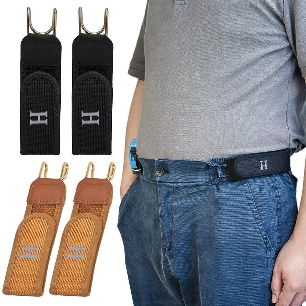 Adjustable No-Buckle Elastic Belt Invisible Metal Hook Stretch Waistband Unisex