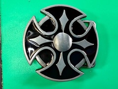 Maltese Celtic Iron Cross Religious Black Enamel Cutout Gothic Punk Belt Buckle