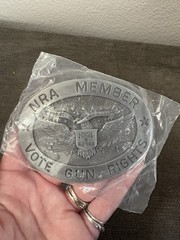 Vintage NRA Member Belt Buckle Vote Gun Rights Limited Edition II Eagle Pewter