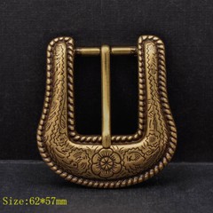 Retro Brass Flower Engraved Western Cowboy Belt Buckle Set Fit 25mm Strap