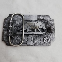Vintage Wolves Belt Buckle Rectangle 1991 Arroyo Grande 3.25in By 2in Made USA