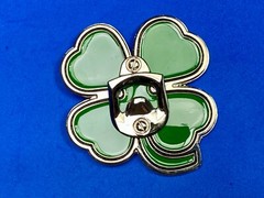 Lucky four leaf clover shamrock novelty bottle opener belt buckle