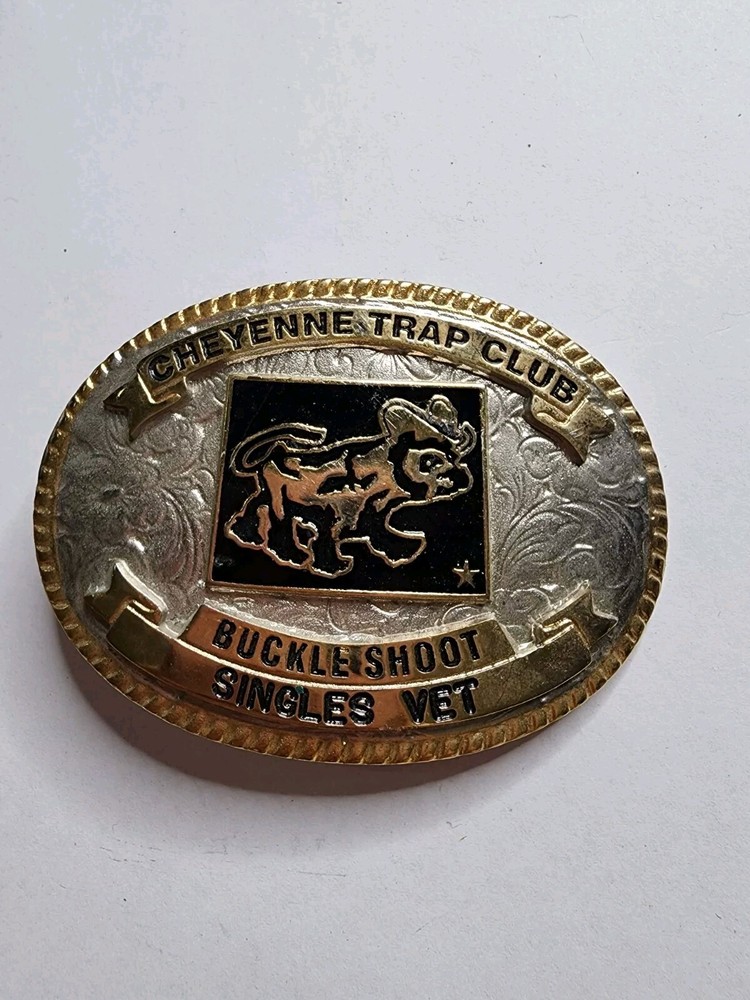Cheyenne Trap Club Champion VTG Trophy Belt Buckle Buckle Shoot Singles Vet