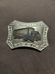Western Semi Truck Belt Buckle Metal Rectangular 1.5in Belt Silver/Gold/Black