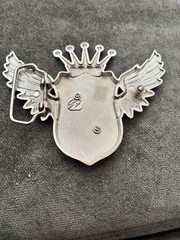 Winged Crown Initial H Rhinestone Belt Buckle, Silver/Gold, 1.5in