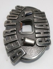 Beer Pong Champ Belt Buckle Bottle Opener Heavy Silvertone Metal Cup Ball Design