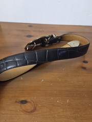 Al Beres Diablo Genuine Leather Black Belt, Nickel Buckle, Made In USA 32&Prime; Waist