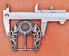 Retro Silver Big Sun Flower Leather Belt Buckle Replacement Fit 1.5 Inch Strap