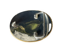 Western Initial Belt Buckle 3.5 x 2 5/8 in Oval S Silver Engraved Gold 1.75