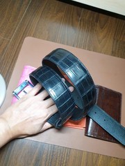 3.8CM Black 100% Genuine Leather Skin Men Belt Buckle-Handmade-Customize
