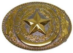 The State of Texas Star Golden Belt Buckle