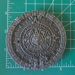 Silver Pewter Aztec Mayan Mexican Calendar Round Belt Buckle 3&Prime; x 3&Prime;