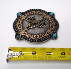 Nocona Rectangle Team Roping Roper Western Cowboy Rodeo Belt Buckle 37022