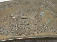 Vintage Brass Belt Buckle Henry Ford Detroit Automobiles Record Model T Year Car