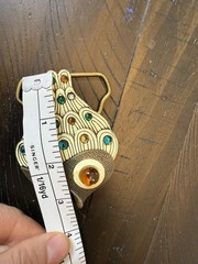 vintage FISH belt buckle WESTERN cowboy GLASS EYE golden 1960s