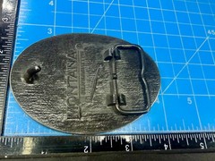 Initial Block Letter T Montana Silversmiths RARE Grey & Black Color Belt Buckle