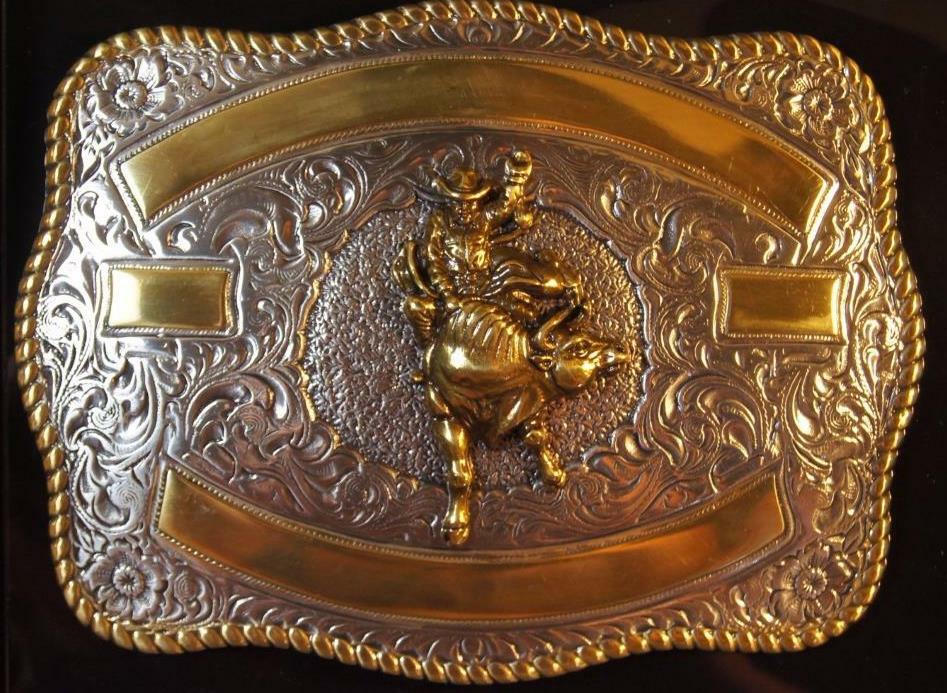 Crumrine Western Rectangle BULL RIDER Belt Buckle 3807241