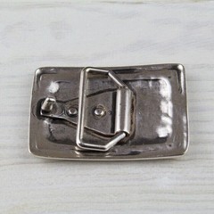 Antique Silver Industrial Grid Belt Buckle Rectangular Modern Mens Design