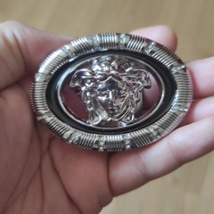 VERSACE. Silver tone. 3-D Medusa. BELT BUCLE.