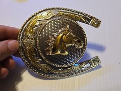 GOLD & SILVER (IN COLOR ONLY)LARGE RODEO WESTERN HORSE HEAD Metal Belt Buckle