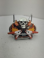 Plastic Guitar Hero Belt Buckle With Skull & Flames