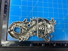 Mystical Chinese Dragon Mythology Figural Cutout Silver Color Belt Buckle