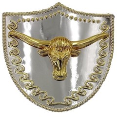 Oversize BIG BULL HEAD SHIELD Belt Buckle Silver GOLD Western Cowboy Large ov67