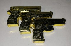 Rock Rebel 3 Pistols Gold-Tone Metal Belt Buckle