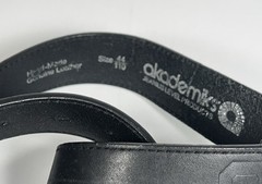 AKADEMIKS Black Belt With AKS Buckle Silver Color Vintage