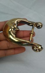 Barry Kieselstein cord sterling 925 gold vermeil moon face buckle